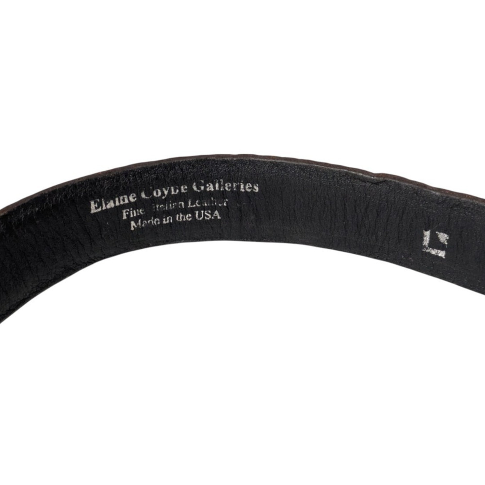 Vintage Elaine Coyne Brown Brass Square Leather Croc Embossed Belt Size Large - Picture 6 of 11